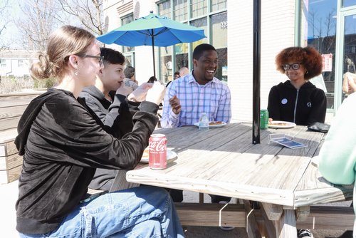 Digital C kids outside at picnic table