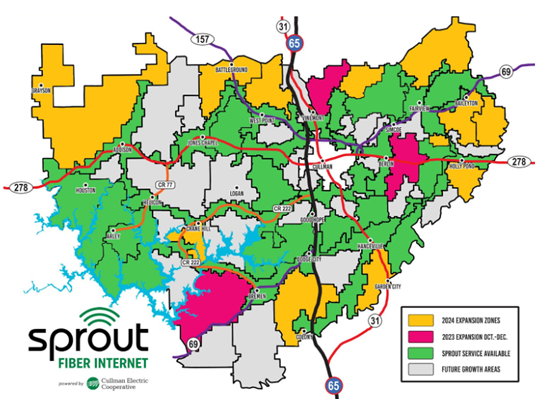 Cullman Sprout Fiber construction map