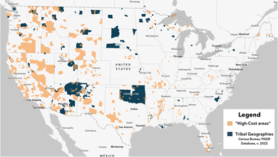 Tribal High Cost Areas map