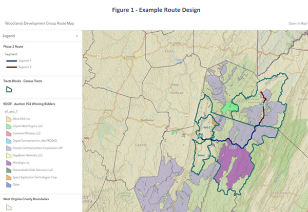 West VA Woodlands Development Group Fiber Map