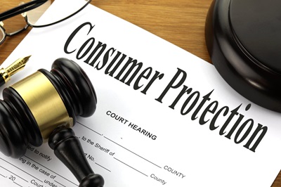 Gavel and consumer protection court paperwork 