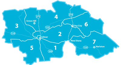 Etex Cooperative in Harrison County TX service territory map