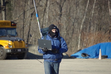 Man tests WiFi on school buses
