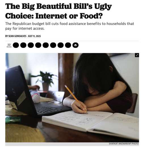 Screenshot of article in the American Prospect