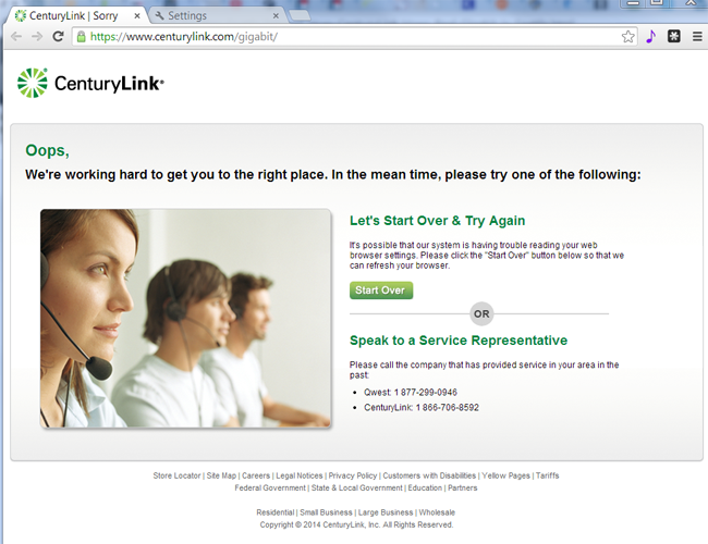 CenturyLink screenshot