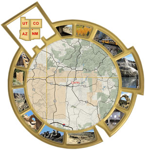 Map of Aztec, NM near Four Corners